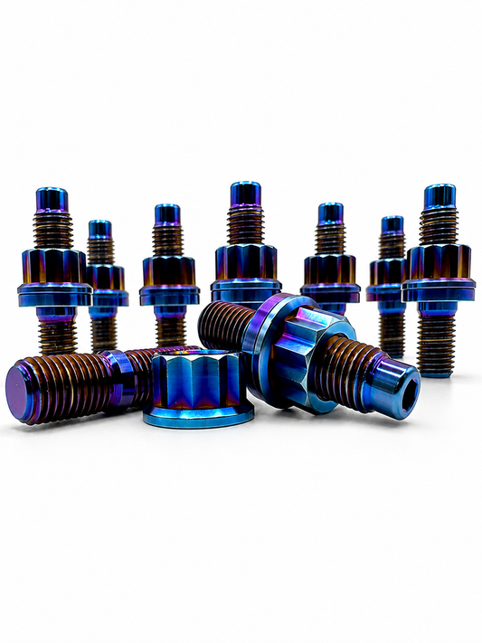 MDP Burnt Titanium Stud Kit – M10 x 1.25 x 45mm with 12-Point Flange Nut