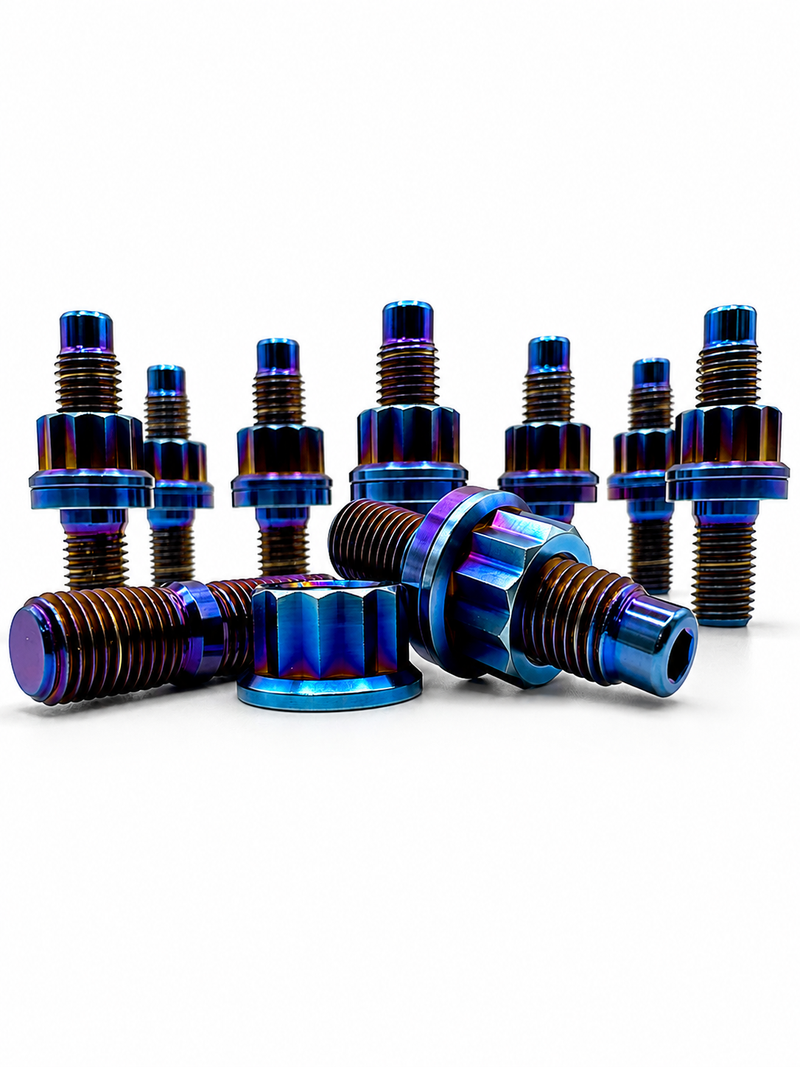 MDP Burnt Titanium Stud Kit – M10 x 1.25 x 45mm with 12-Point Flange Nut